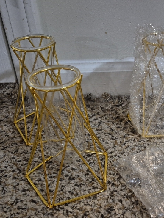 Other - Gold Geometric Glass Vase Set Of 10- Decorative Home Accent